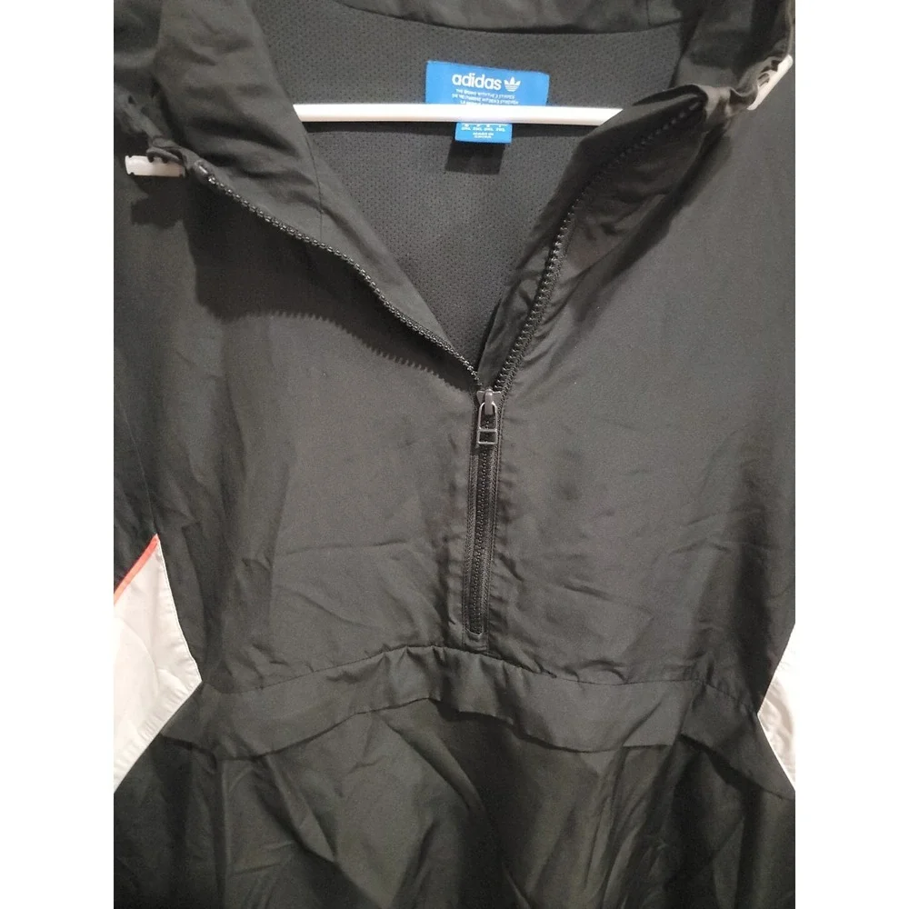 Adidas 1/4 Zip Anorak Windbreaker BQ7524‎ Black Pink Trefoil Logo Pullover 2XL
